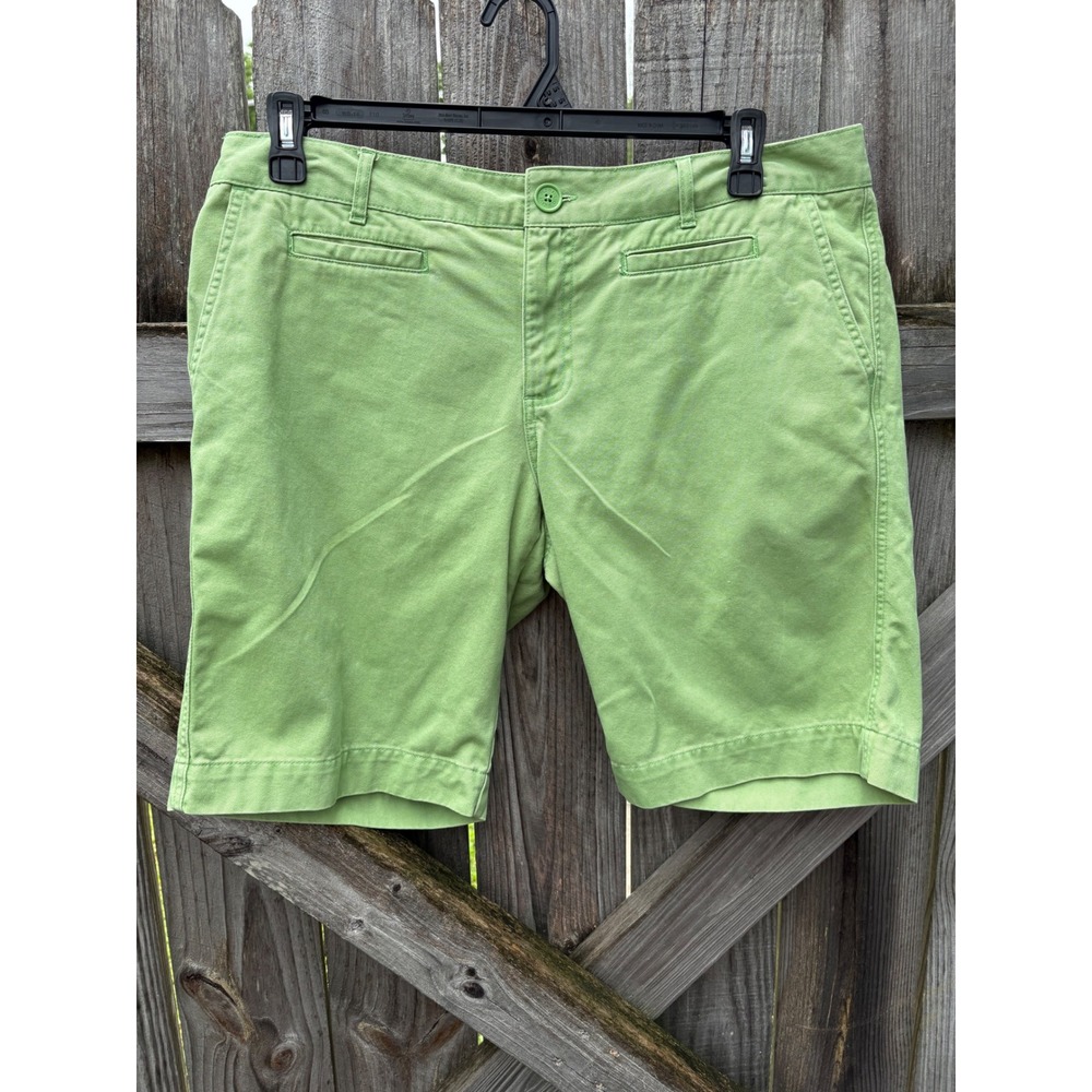 VTG Y2K Old Navy 100% Cotton Womens Chino Shorts Lime Green Mid Rise Size 14